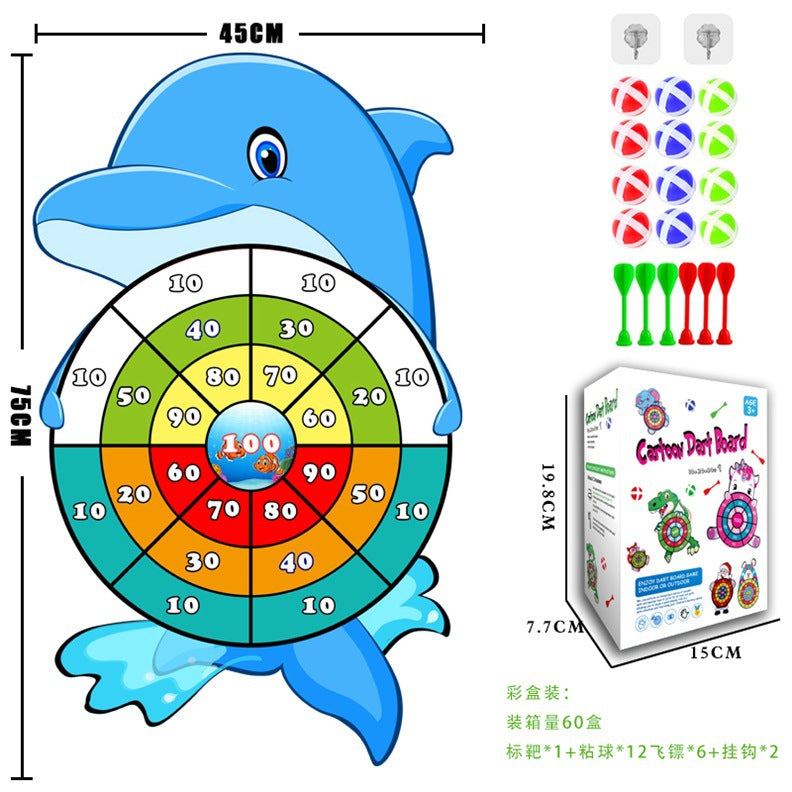 Transfronterizo popular para niños dinosaurio unicornio bola pegajosa objetivo traje de tablero de dardos grande juguetes de lanzamiento en interiores y exteriores