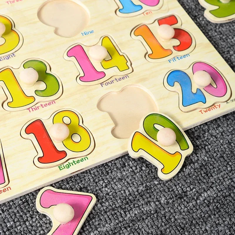 Baby Educational Toys Children's Montessori Early Childhood Education Wooden Toy Alphanumeric Fruit Shape Cognitive Puzzle Games