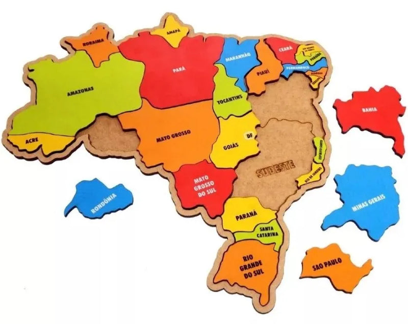 Brazil Map Educational Toy Pedagogical Puzzle Montessori educational PEQ